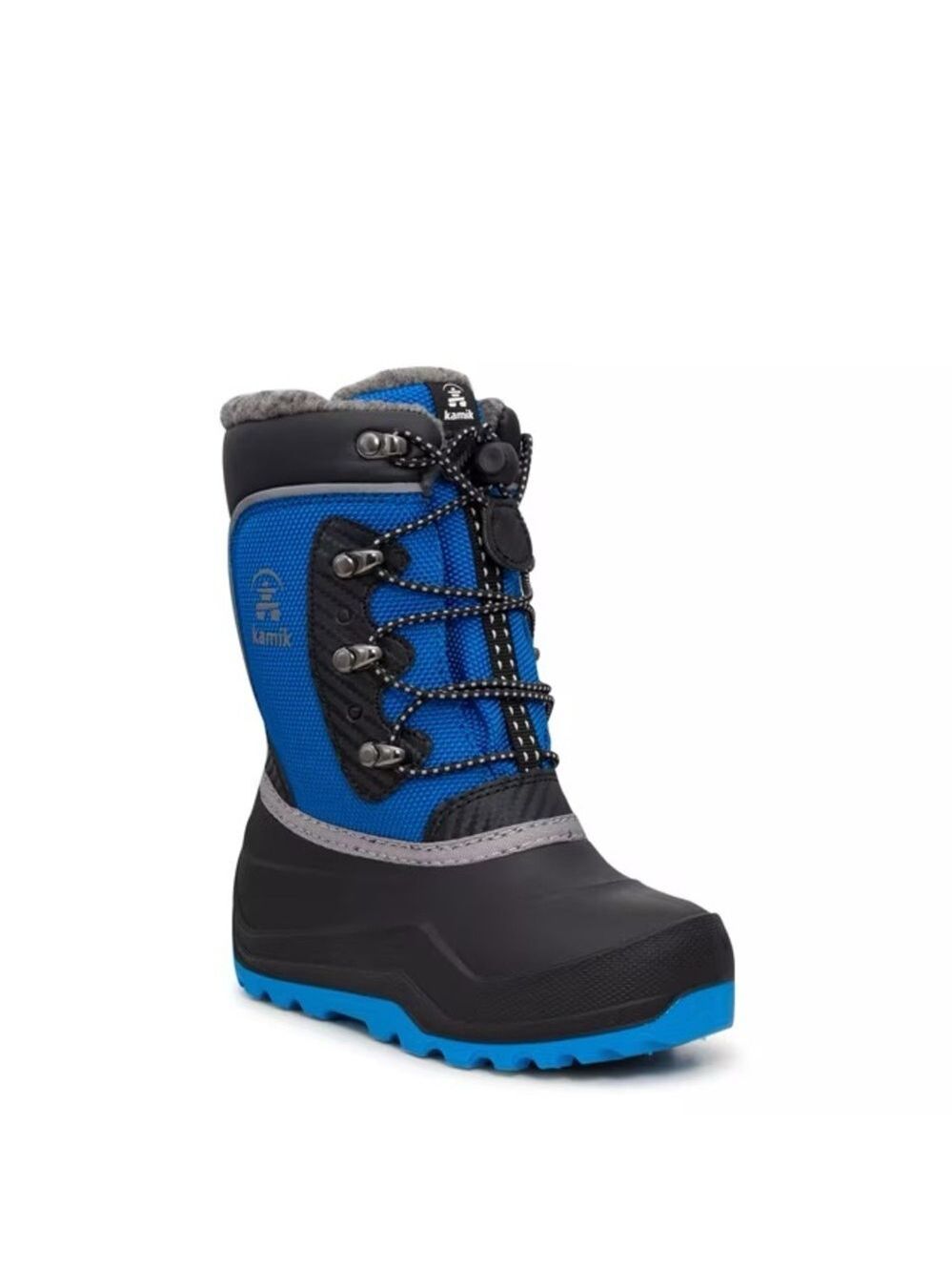 Size 4 Youth Kamik Kids' Black and Blue Winter Boots